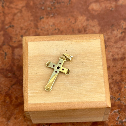 Estate 18KT Yellow Gold Byzantine Cross Garnet Pendant