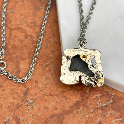 Estate Yellow + Silver Tone Abstract Horse Head Necklace