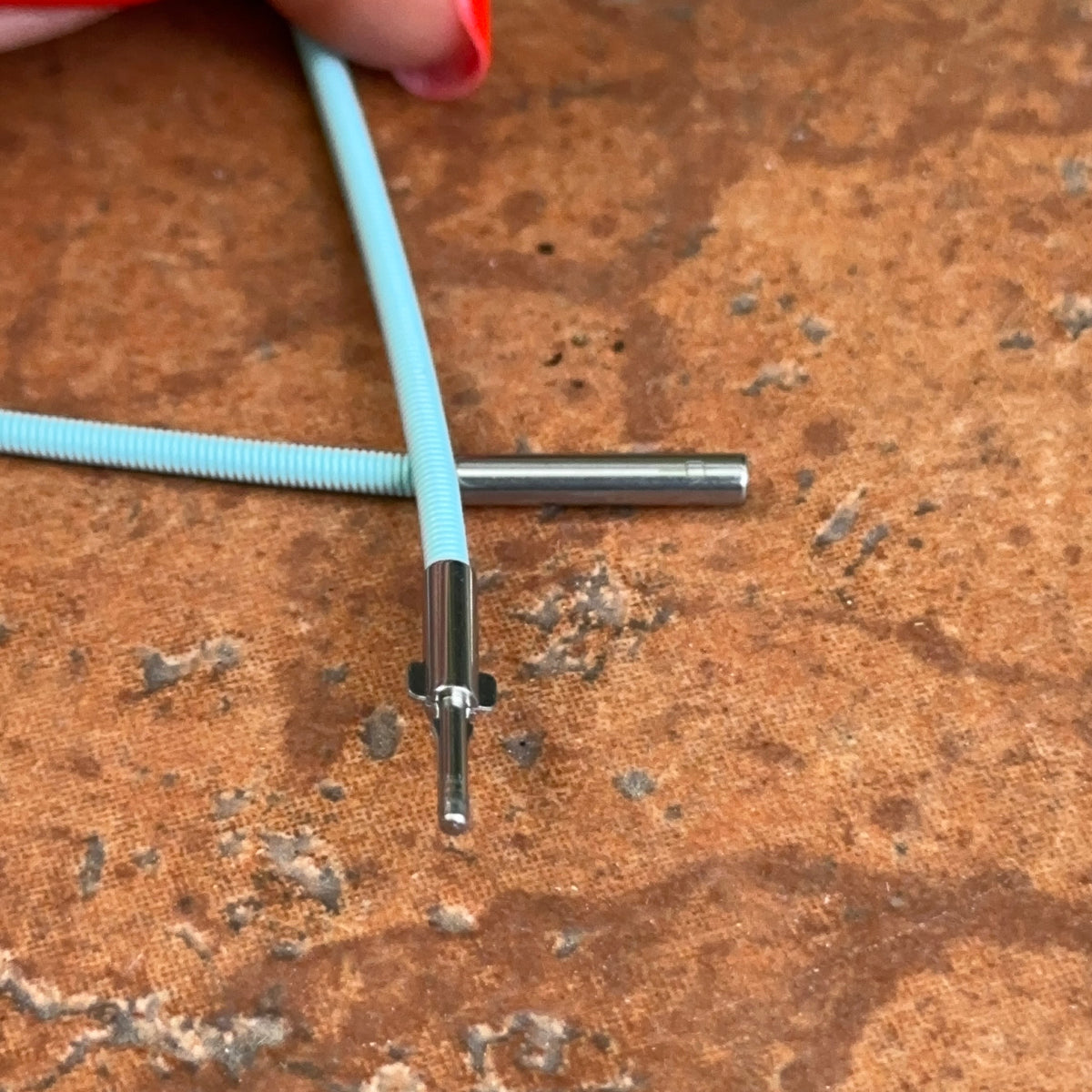 Stainless Steel Baby Blue 2mm Spiral Cord Necklace