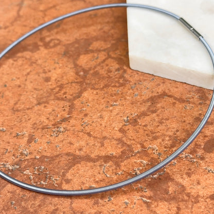 Stainless Steel Montana Blue 2.4mm Spiral Collar Necklace 16.5"