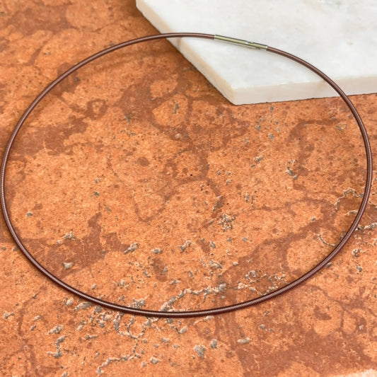 Stainless Steel Brown 2mm Flexible Spiral Collar Necklace 16.5"