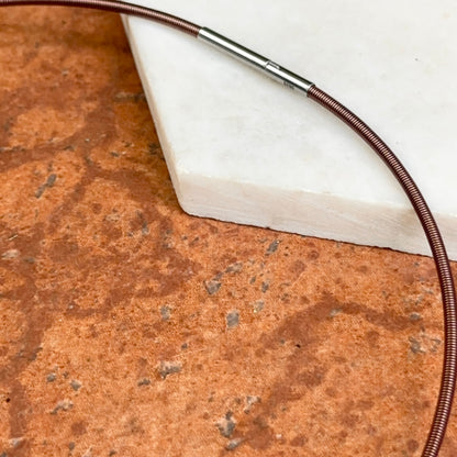 Stainless Steel Brown 2mm Flexible Spiral Collar Necklace 16.5"