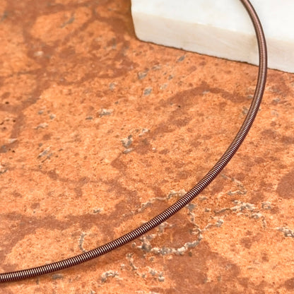 Stainless Steel Brown 2mm Flexible Spiral Collar Necklace 16.5"