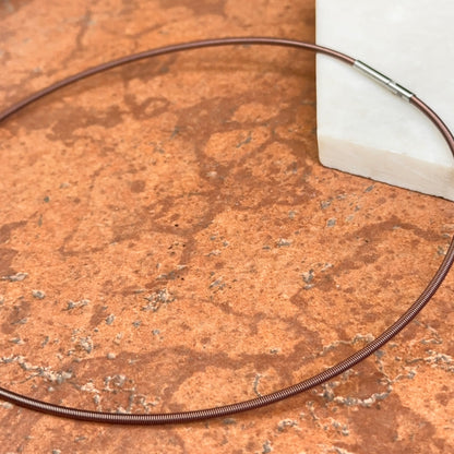 Stainless Steel Brown 2mm Flexible Spiral Collar Necklace 16.5"