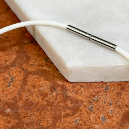 Stainless Steel 2mm White Rubber Cord Necklace 13.5"