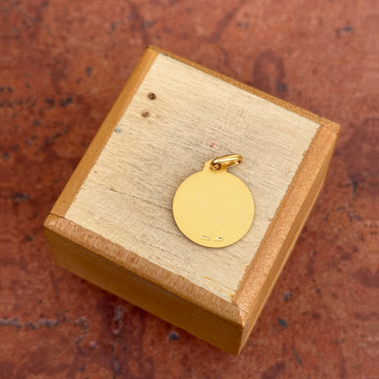 14KT Yellow Gold Matte St Luke Round Medal Pendant 16mm