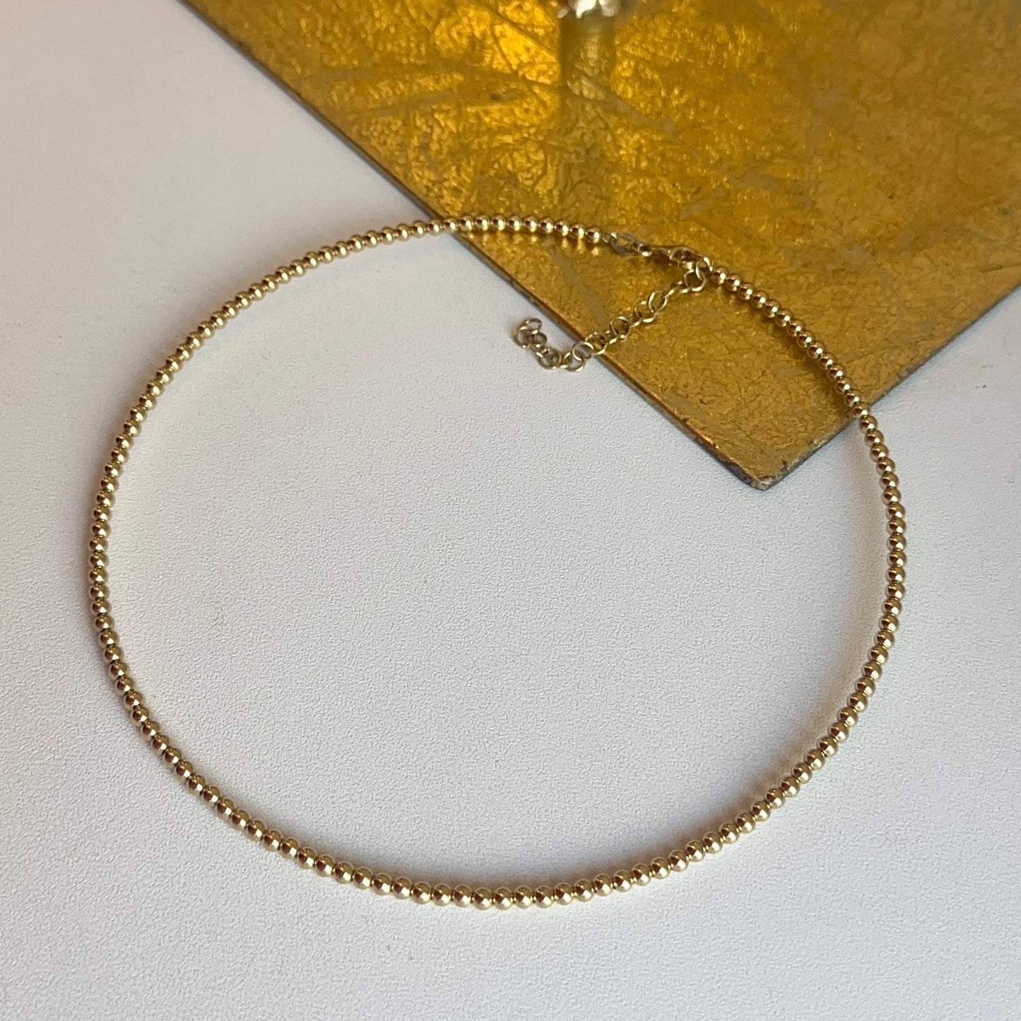 14KT Yellow Gold 3mm Ball Collar Necklace