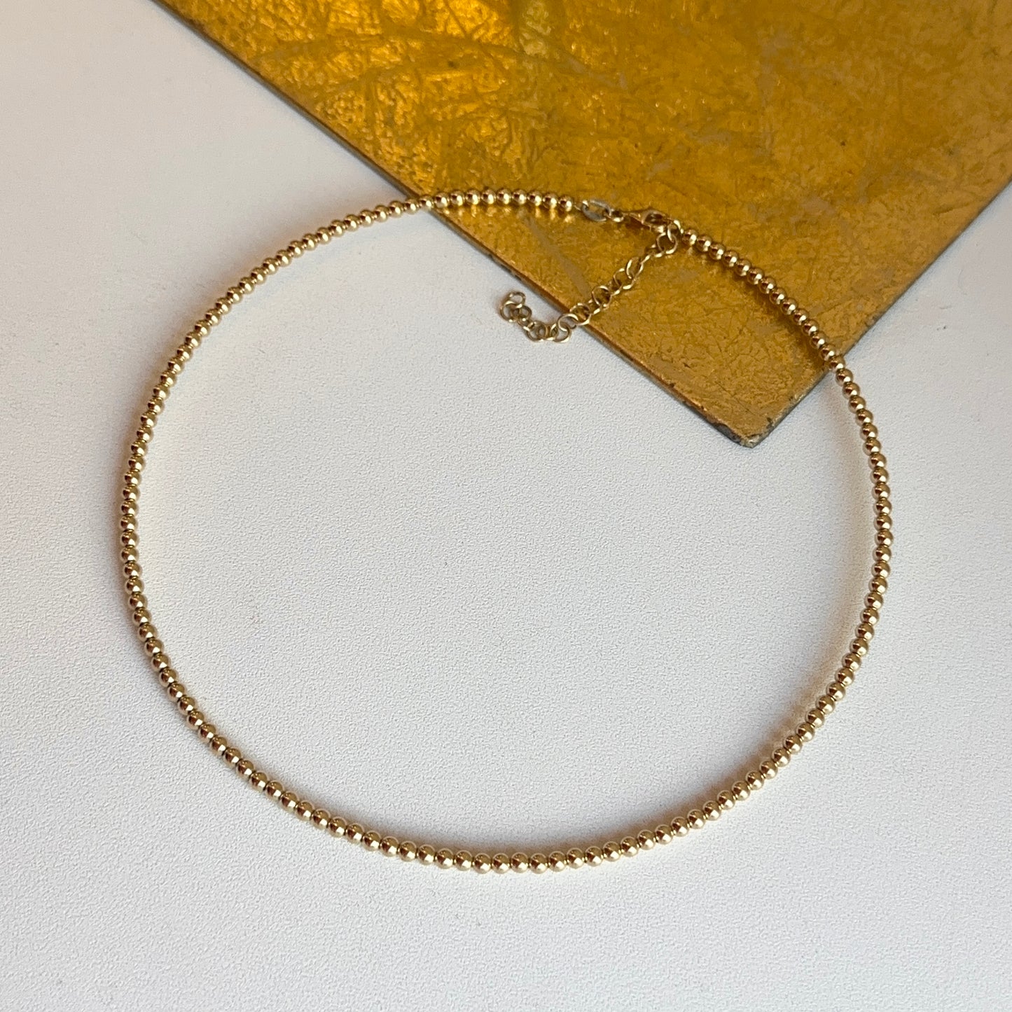 14KT Yellow Gold 3mm Ball Collar Necklace