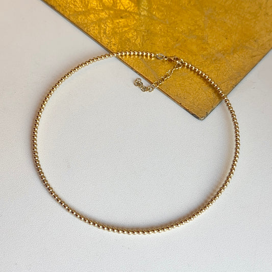 14KT Yellow Gold 3mm Ball Collar Necklace