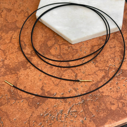 Gold-Plated Steel 1.4mm Black Rubber Cord Necklace 47"