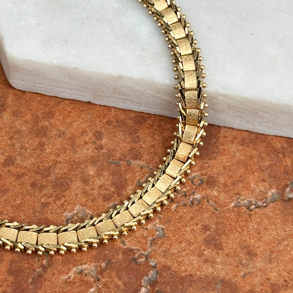 Estate 14KT Yellow Gold Track Style Moveable Matte Links Bracelet