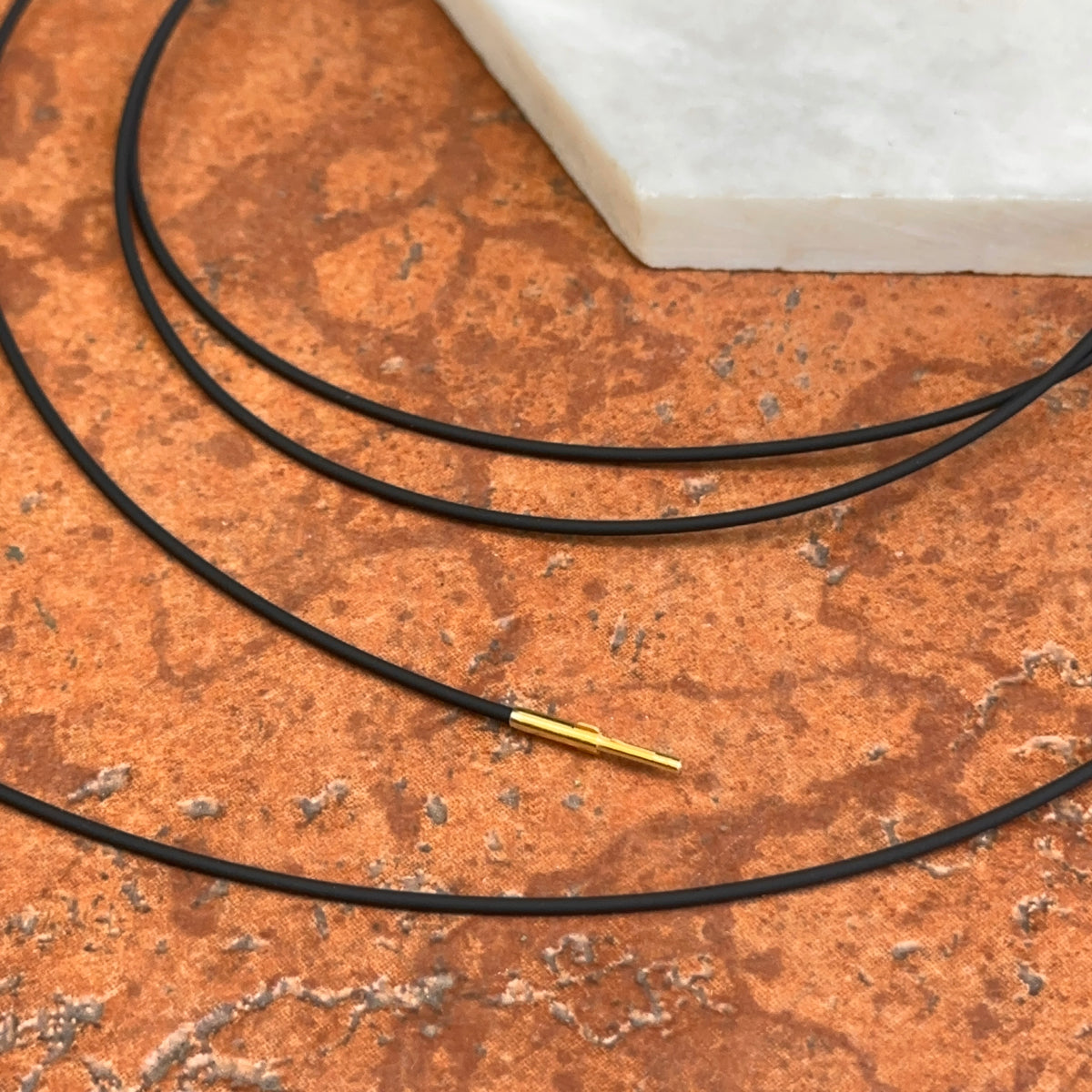 Gold-Plated Steel 1.4mm Black Rubber Cord Necklace 47"