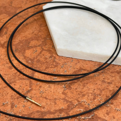 Gold-Plated Steel 1.4mm Black Rubber Cord Necklace 47"