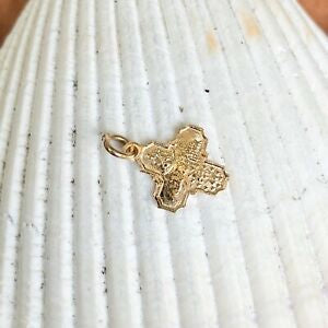 14KT Yellow Gold Mini Four Way Cross Medal Pendant Charm