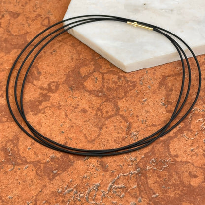 Gold-Plated Steel 1.4mm Black Rubber Cord Necklace 47"