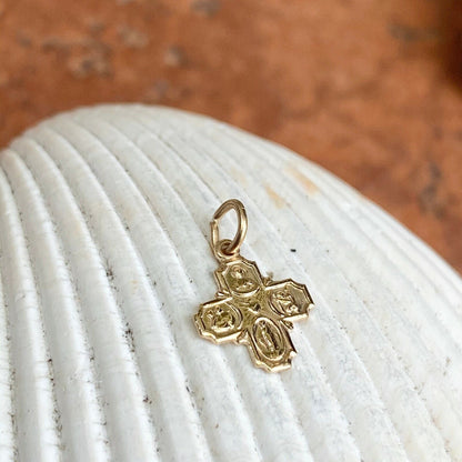 14KT Yellow Gold Mini Four Way Cross Medal Pendant Charm