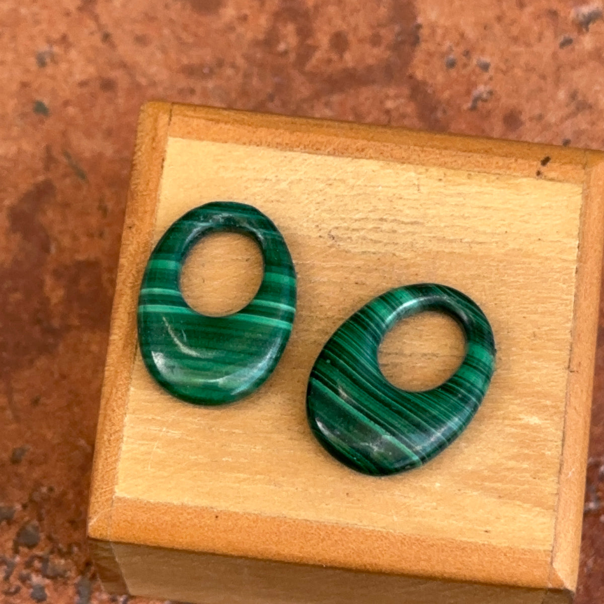 Estate Malachite Oval Mini Door Knocker Earring Charms