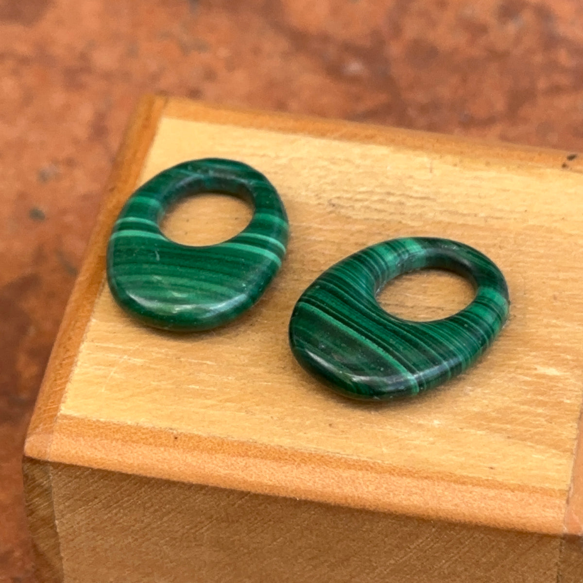 Estate Malachite Oval Mini Door Knocker Earring Charms