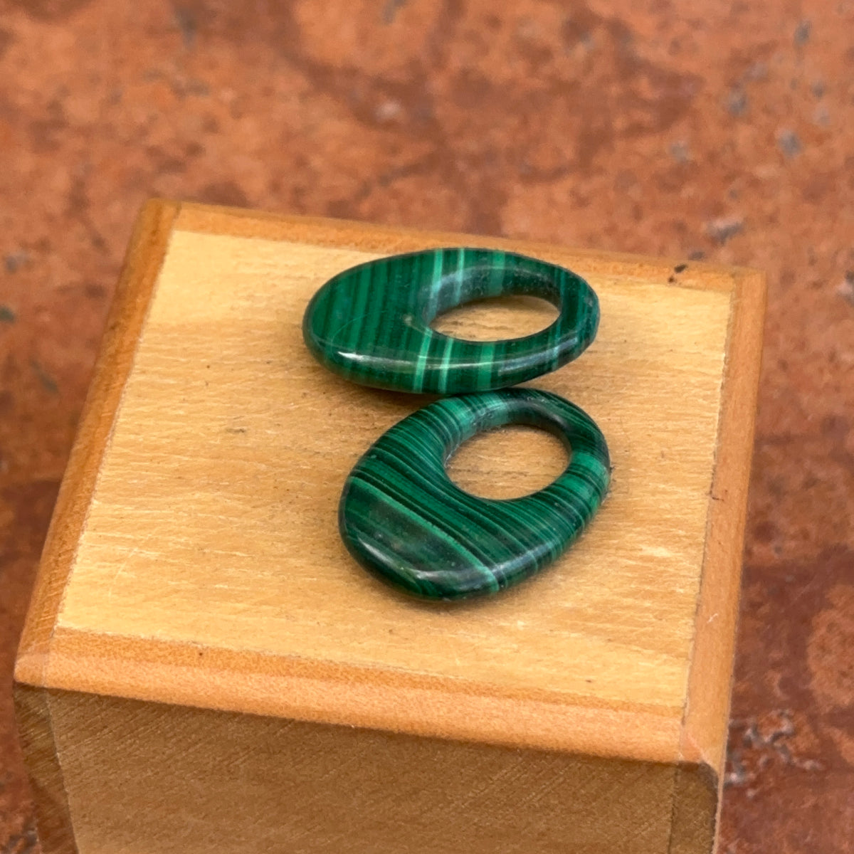 Estate Malachite Oval Mini Door Knocker Earring Charms