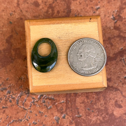 Estate Oval Spinach Jade Mini Door Knocker Earring Charms