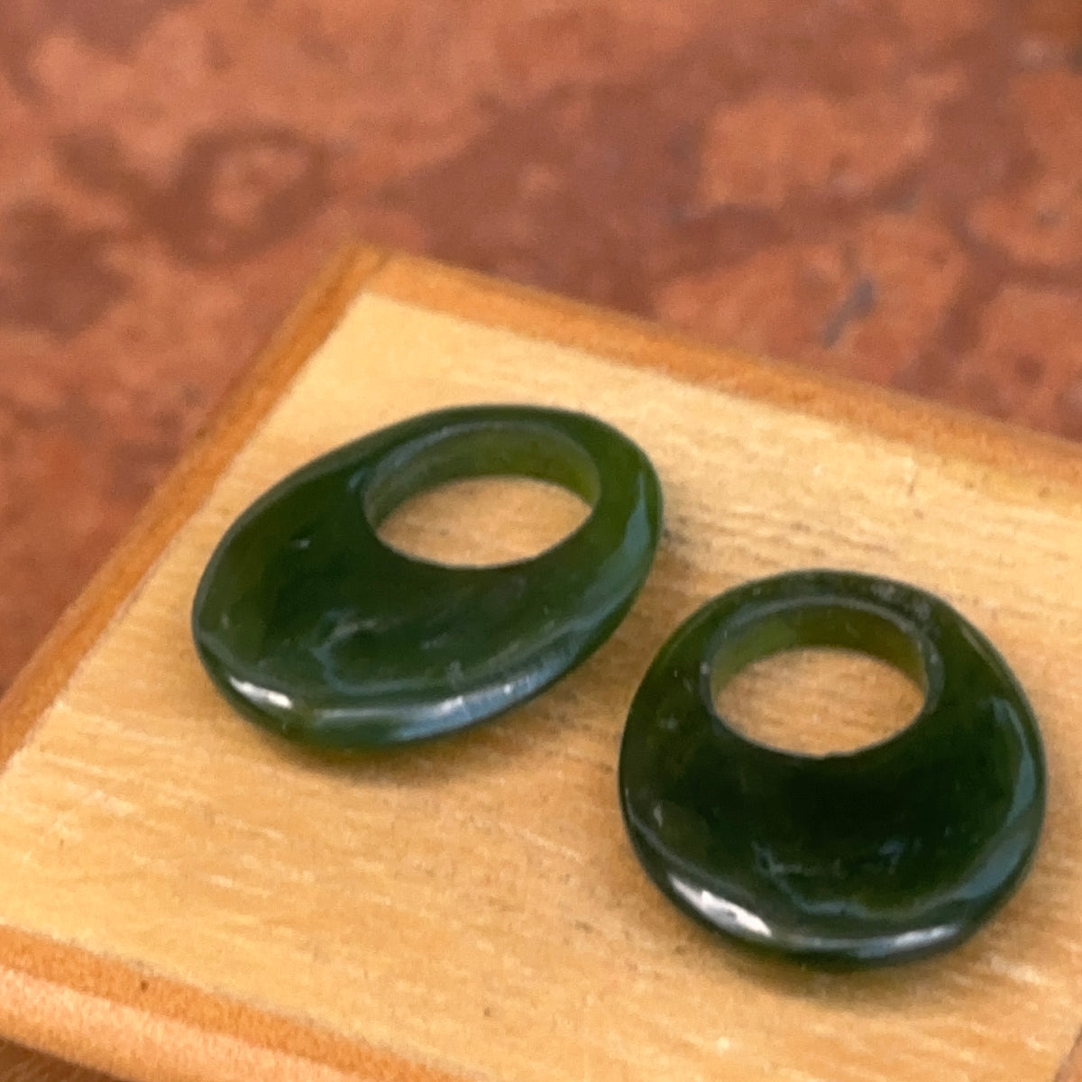 Estate Oval Spinach Jade Mini Door Knocker Earring Charms