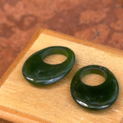 Estate Oval Spinach Jade Mini Door Knocker Earring Charms