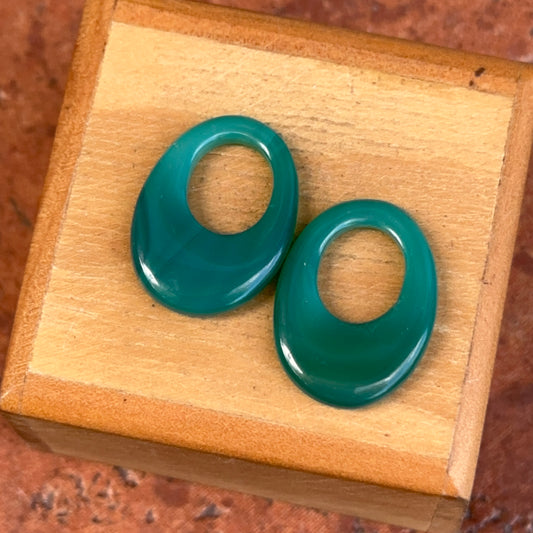 Estate Mini Green Onyx Oval Door Knocker Earring Charms