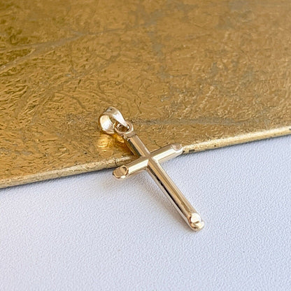 14KT Yellow Gold Polished Plain Cross Pendant Charm