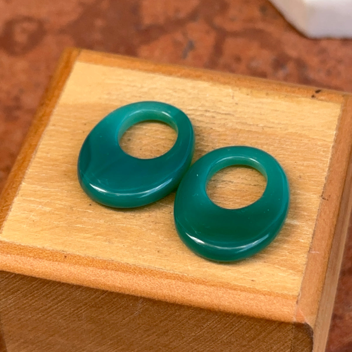 Estate Mini Green Onyx Oval Door Knocker Earring Charms