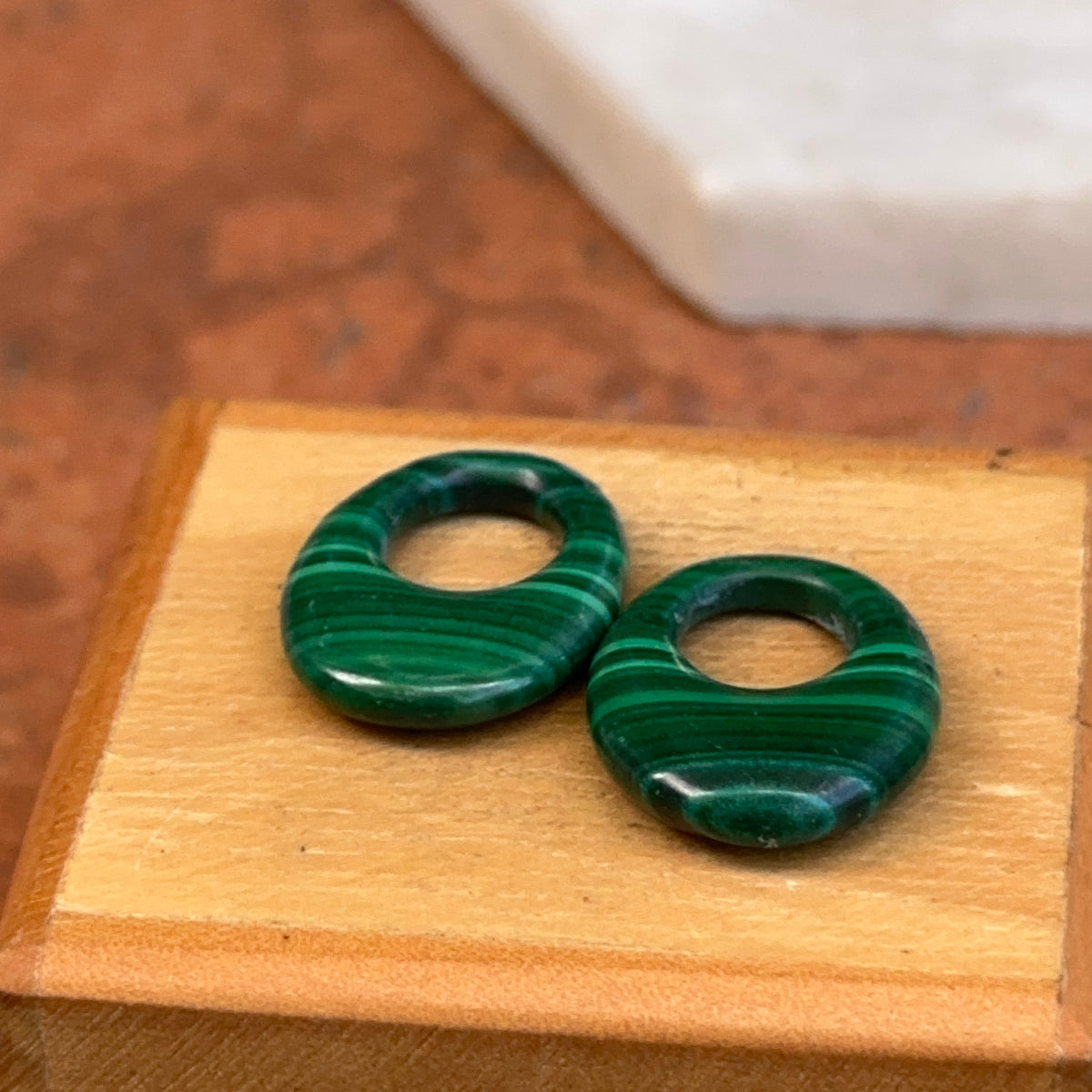 Estate Malachite Oval Mini Door Knocker Earring Charms