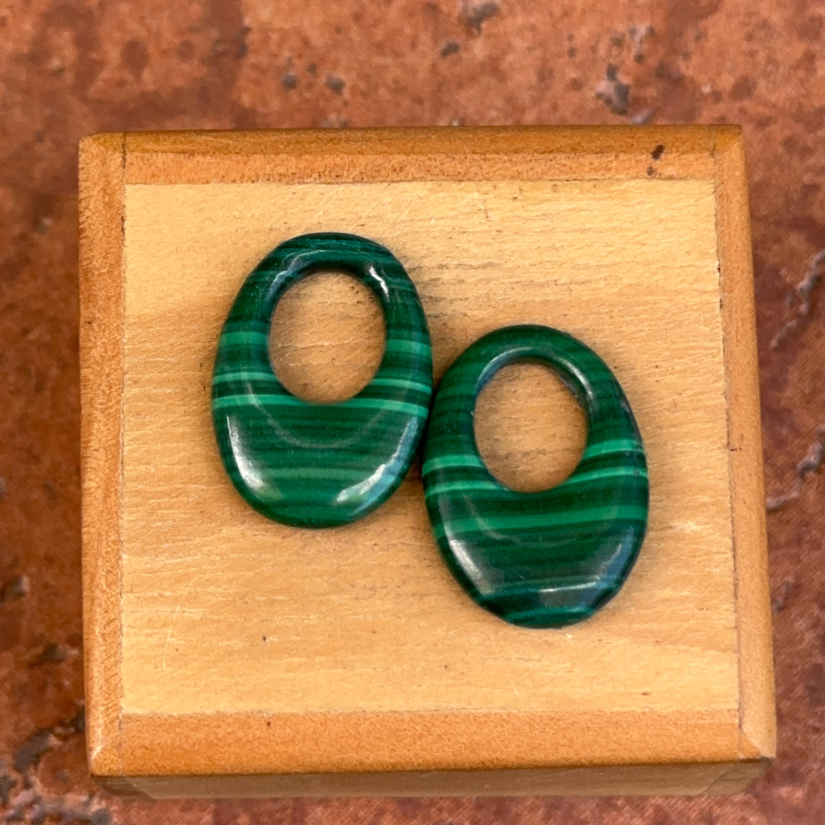 Estate Malachite Oval Mini Door Knocker Earring Charms