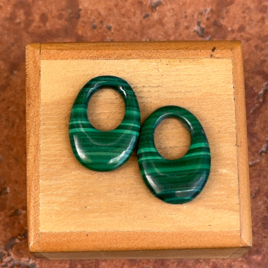 Estate Malachite Oval Mini Door Knocker Earring Charms