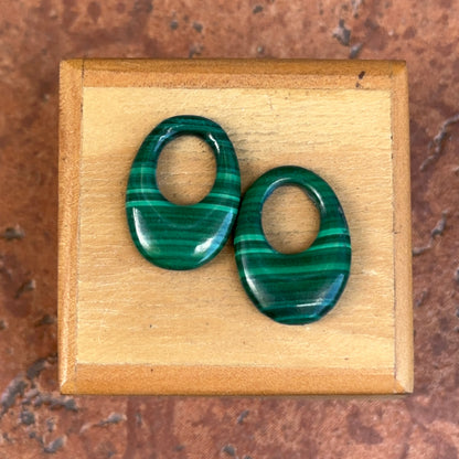 Estate Malachite Oval Mini Door Knocker Earring Charms