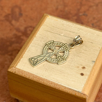 14KT Yellow Gold Matte Textured Celtic Cross Pendant