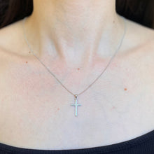 Load image into Gallery viewer, 14KT White Gold Detailed Flat Cross Pendant Charm