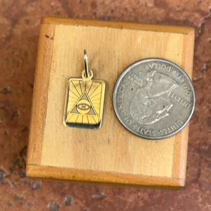 14KT Yellow Gold Eye of Providence Tarot Card Pendant Charm