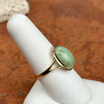 Estate 14KT Yellow Gold Bezel Oval Jade Ring - LSJ