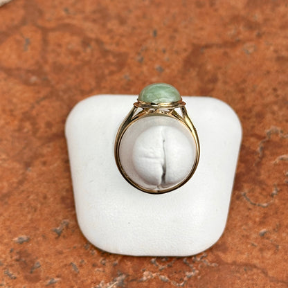 Estate 14KT Yellow Gold Bezel Oval Jade Ring - LSJ