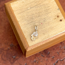 Load image into Gallery viewer, 14KT Yellow Gold Mini Diamond Hamsa Pendant Charm