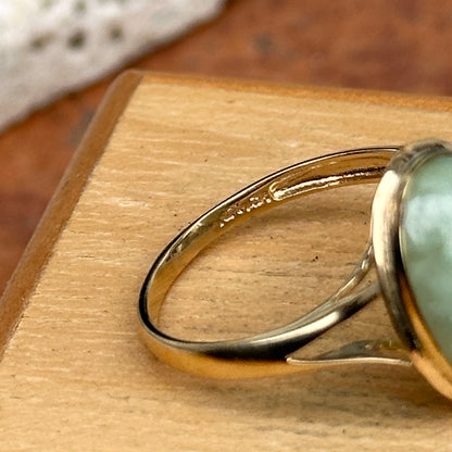 Estate 14KT Yellow Gold Bezel Oval Jade Ring - LSJ