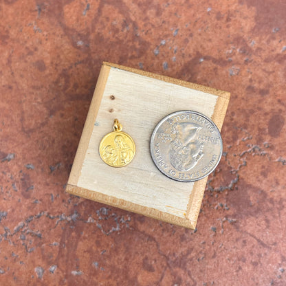 18KT Yellow Gold Matte Communion Medal Pendant 12mm