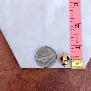 14KT Yellow Gold Oval Garnet Byzantine Drop Pendant Charm