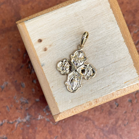 10KT Yellow Gold Four Way Medal Cross Pendant
