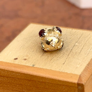 14KT Yellow Gold Oval Garnet Byzantine Drop Pendant Charm