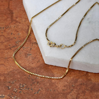 Estate 14KT Yellow Gold 1.3mm Box Chain Link Necklace 16"