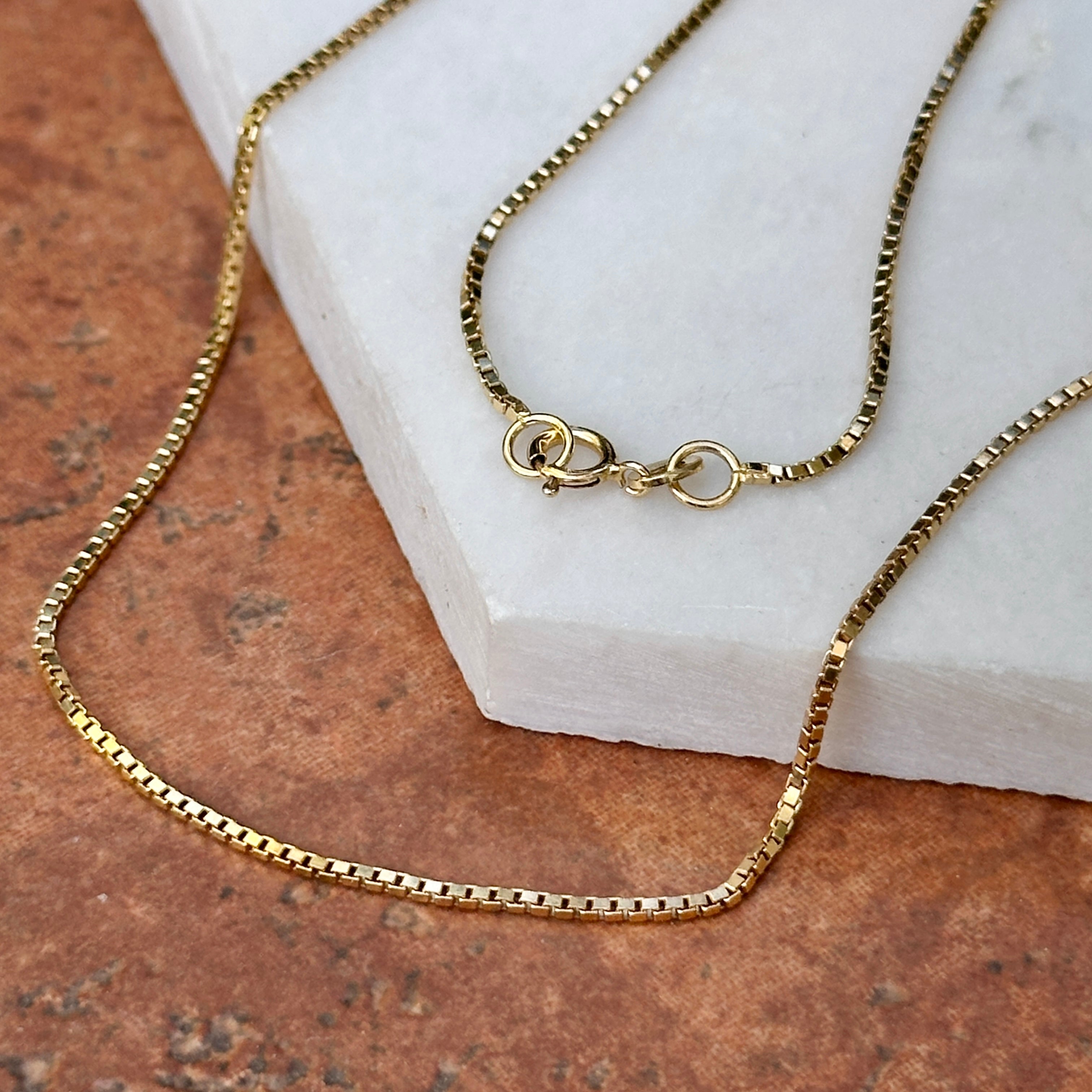 Estate 14KT Yellow Gold 1.3mm Box Chain Link Necklace 16 LSJ