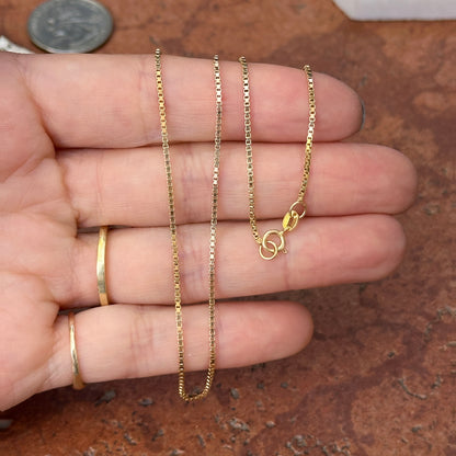 Estate 14KT Yellow Gold 1.3mm Box Chain Link Necklace 16"