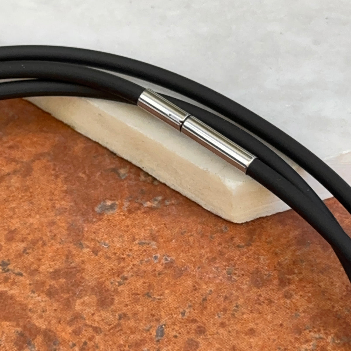 Stainless Steel Black 3mm Rubber Cord Necklace 47"