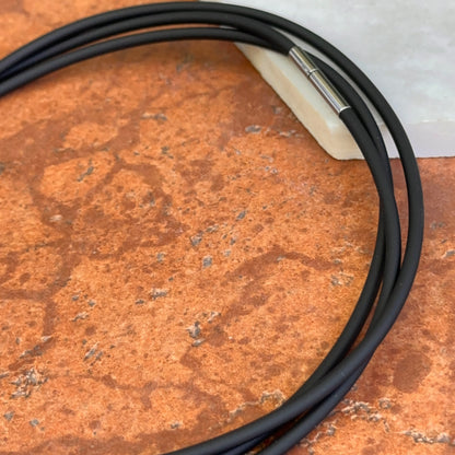 Stainless Steel Black 3mm Rubber Cord Necklace 47"