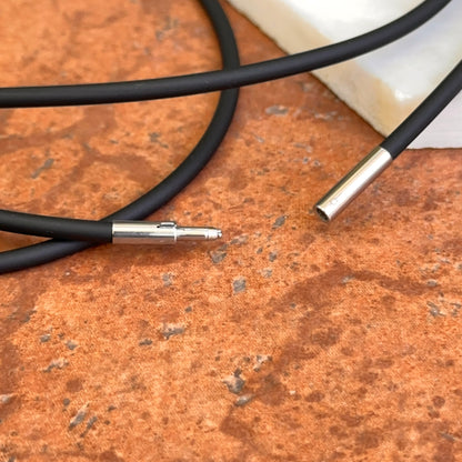 Stainless Steel Black 3mm Rubber Cord Necklace 47"